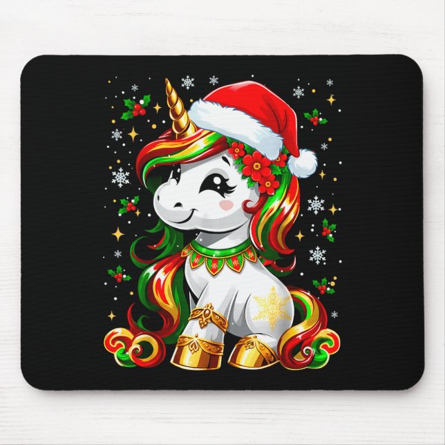 Alfombrilla De Ratón Cute Christmas Shirt Girls Women Xmas Unicorn Chri (Frente)