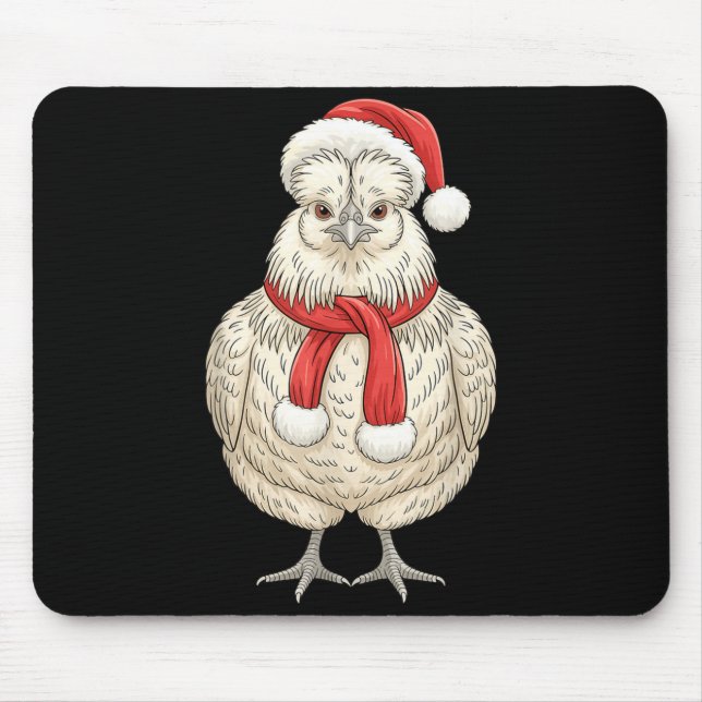 Alfombrilla De Ratón Cute Christmas Silkie Chicken Santa Farm Animal  (Frente)