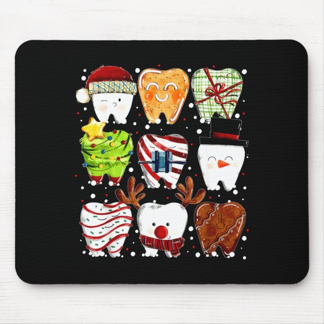 Alfombrilla De Ratón Cute Christmas Teeth Funny Christmas Dentist Denta (Frente)
