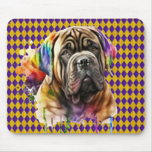 ALFOMBRILLA DE RATÓN CUTE COLOR DE AGUA MARDI GRAS CARA DE PERRO MASTIF