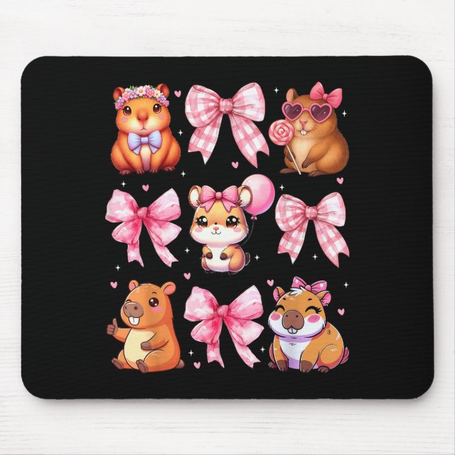 Alfombrilla De Ratón Cute Coquette Bow Capybara Pajamas Pjs Clothes Gir (Frente)