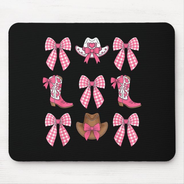 Alfombrilla De Ratón Cute Coquette Bow Nk Cowgirl Boots And Hats Cowgir (Frente)