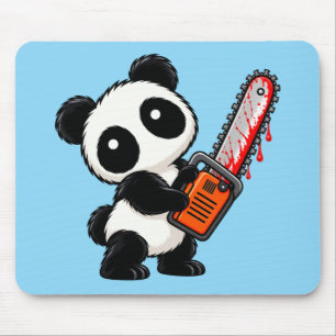 Alfombrilla De Ratón Cute Creepy Chainsaw Zombie Panda
