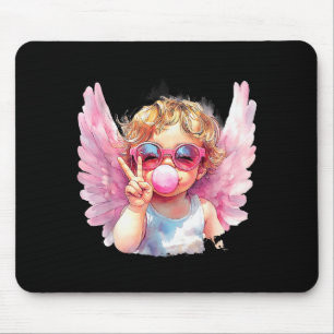 Alfombrilla De Ratón Cute Cupid Soplando Burbujas de Chicle Valentines 