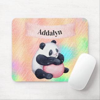 Alfombrilla De Ratón Cute Customized Baby Panda Bear Watercolor Pastel
