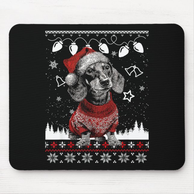 Alfombrilla De Ratón Cute Dachshund Christmas Wearing Sweater Funny Xma (Frente)
