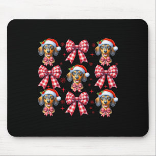 Alfombrilla De Ratón Cute Dachshund Perro Red Plaid Coquette Bow Christ