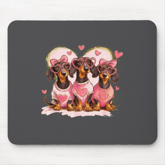 Alfombrilla De Ratón Cute Dachshund Valentines Heart Dog Lover Men Wome (Frente)
