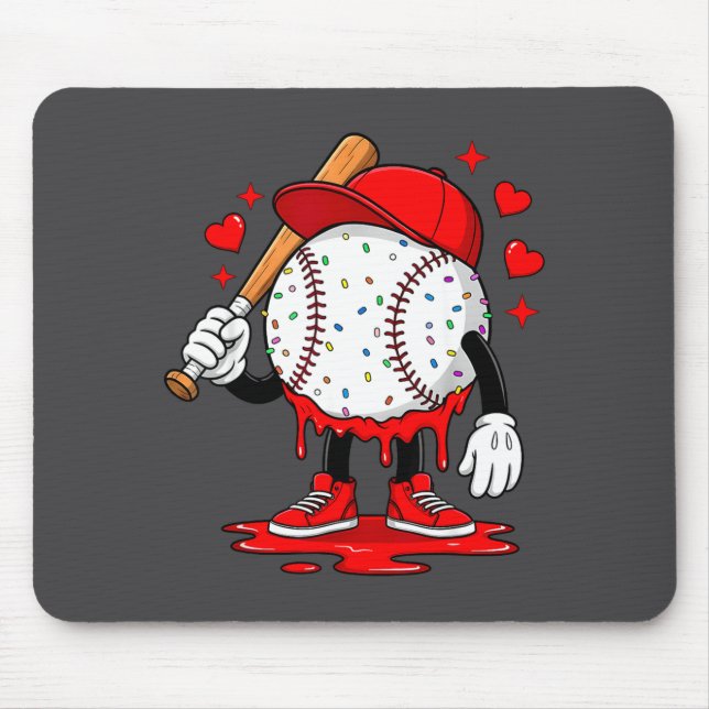 Alfombrilla De Ratón Cute Dripng Baseball Lover Valentines Day Boys Kid (Frente)