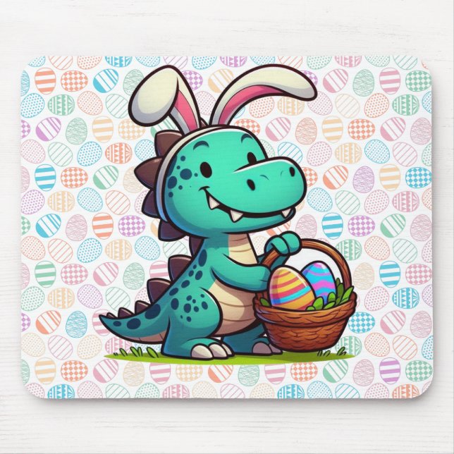 Alfombrilla De Ratón Cute, Easter bunny dinosaur Mouse Pad (Frente)