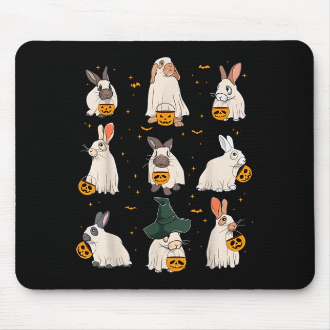 Alfombrilla De Ratón Cute Fall Bunny Ghost Costume Rabbit Lover Soky Se (Frente)