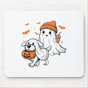 Alfombrilla De Ratón Cute fantasma Walking Dog Coquette Bow Perro Hallo