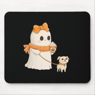 Alfombrilla De Ratón Cute fantasma Walking Dog Coquette Bow Perro Hallo