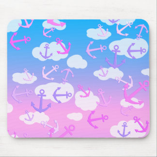 Alfombrilla De Ratón Cute Floating Anchors And Clouds Dreamy Colors