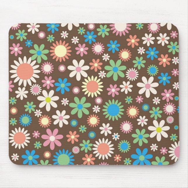 Alfombrilla De Ratón Cute Flower Power Pattern Brown (Frente)