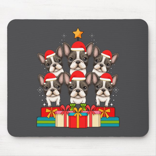 Alfombrilla De Ratón Cute French Bulldog Le Frenchie Christmas Tree Xma (Frente)