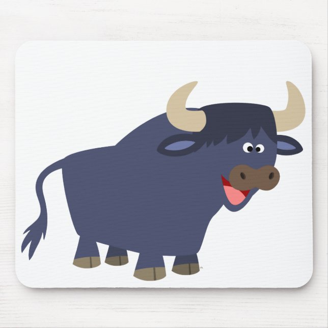 Alfombrilla De Ratón Cute Friendly Cartoon Bull Mousepad (Frente)