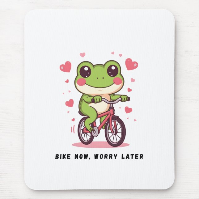 Alfombrilla De Ratón Cute Frog Riding Bicycle | Funny Frog Lover Gift (Frente)