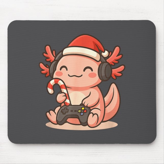 Alfombrilla De Ratón Cute Gamer Axolotl Christmas Design  (Frente)