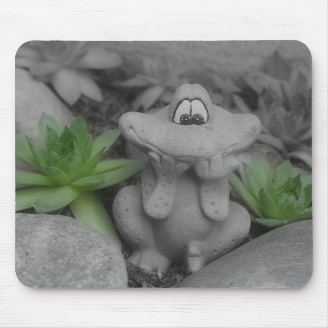 Alfombrilla De Ratón Cute Garden Frog Black White Mousepad (Frente)