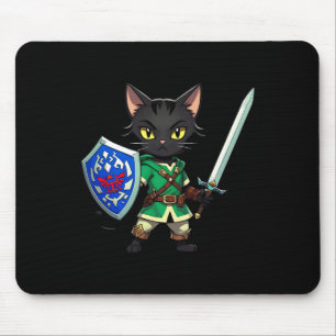 Alfombrilla De Ratón Cute gato negro como personaje de videojuego retro