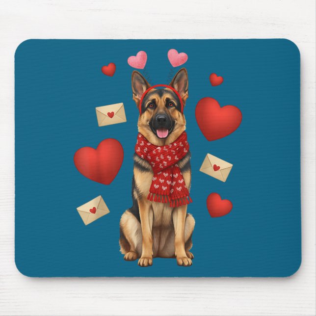 Alfombrilla De Ratón Cute German Shepherd Valentine’s Day Dog Mom - Ger (Frente)