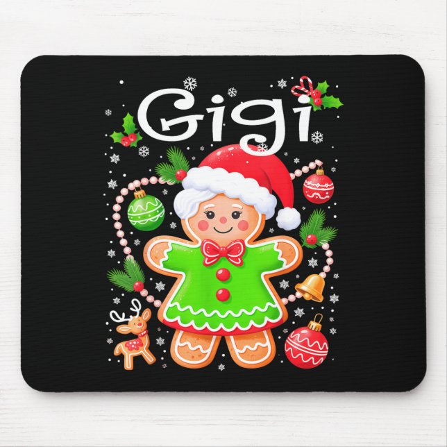 Alfombrilla De Ratón Cute Gigi Gingerbread Family Matching Christmas Co (Frente)