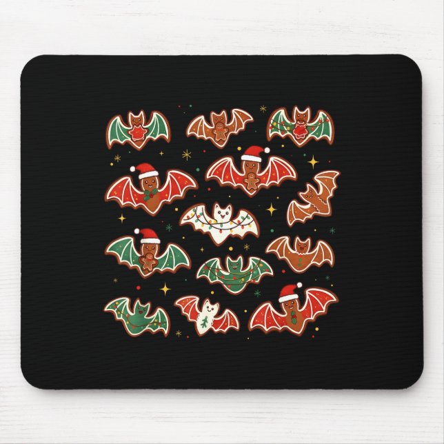 Alfombrilla De Ratón Cute Gingerbread Bats Soky Christmas Cookie Merry  (Frente)