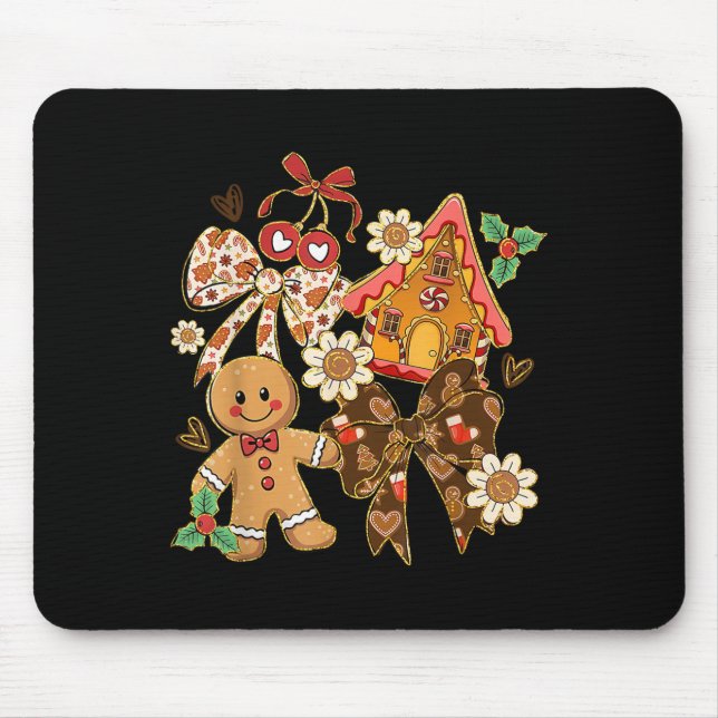 Alfombrilla De Ratón Cute Gingerbread Christmas Preppy Coquette Holiday (Frente)