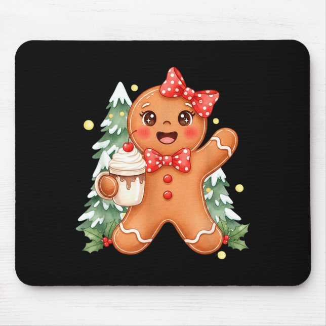Alfombrilla De Ratón Cute Gingerbread Christmas Snow Xmas For Men Women (Frente)