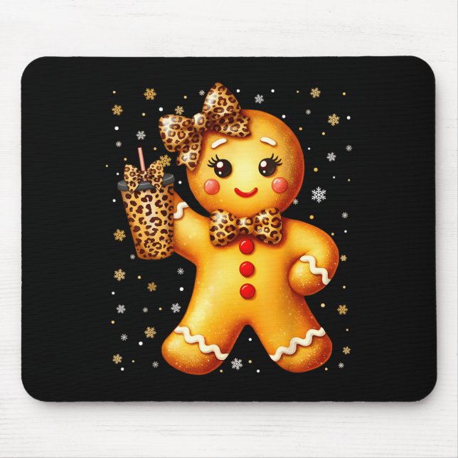 Alfombrilla De Ratón Cute Gingerbread Leopard Coquette Christmas Xmas G (Frente)