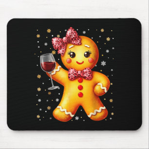 Alfombrilla De Ratón Cute Gingerbread Leopardo Coqueta Navidad Vino X