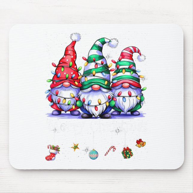 Alfombrilla De Ratón Cute Gnomes Merry Christmas Light Family Gnome Xma (Frente)