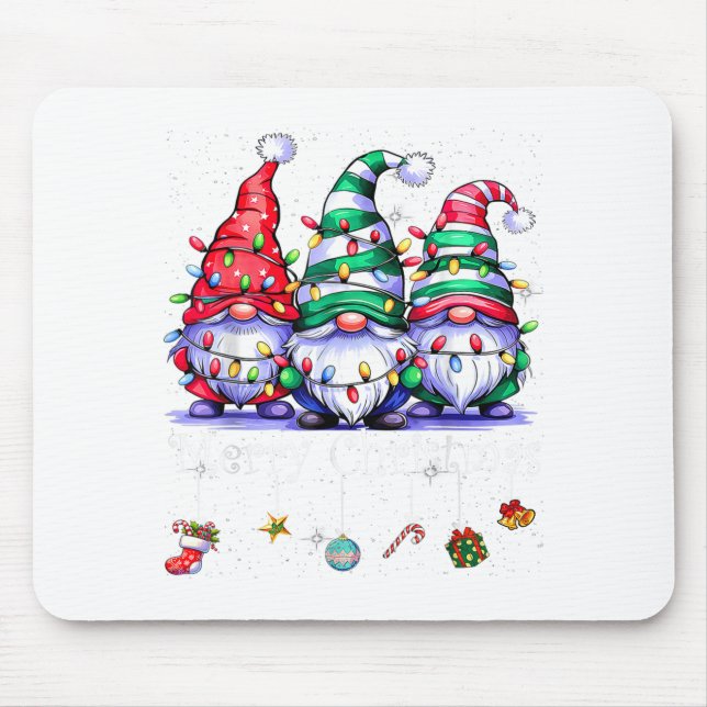 Alfombrilla De Ratón Cute Gnomes Merry Christmas Light Family Gnome Xma (Frente)