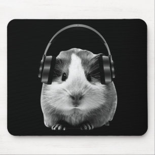 Alfombrilla De Ratón Cute Guinea Pig Escuchando Dubstep