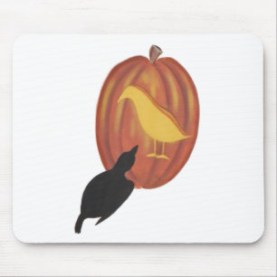 Alfombrilla De Ratón Cute Halloween Jack O'Lantern y Crow
