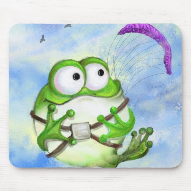 Alfombrilla De Ratón Cute Happy Funny Frog Paraglider - Dibujo Personal (Frente)