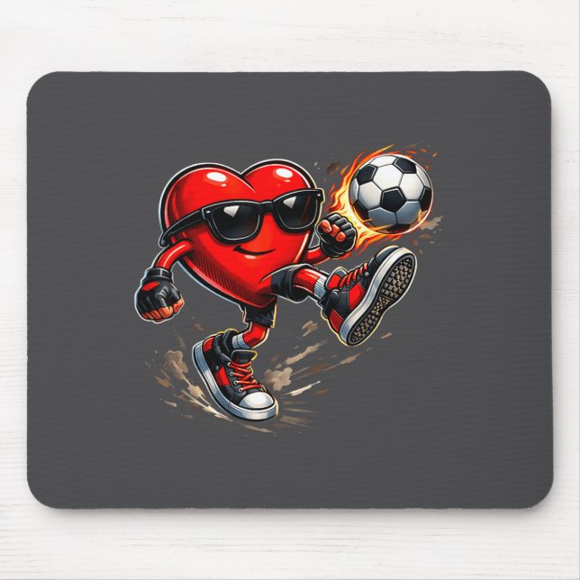 Alfombrilla De Ratón Cute Heart Playing Soccer Valentines Day Soccer Bo (Frente)