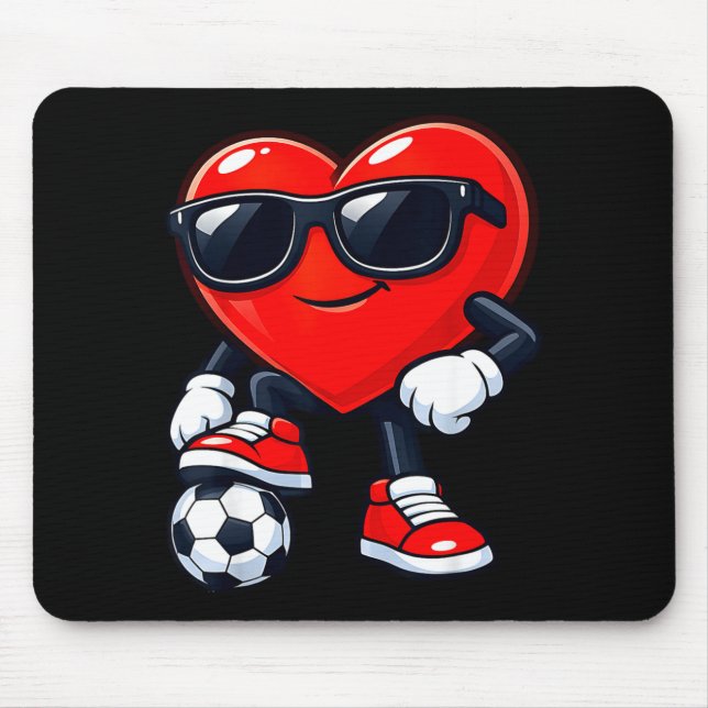 Alfombrilla De Ratón Cute Heart Playing Soccer Valentines Day Soccer Bo (Frente)