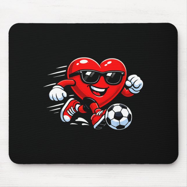 Alfombrilla De Ratón Cute Heart Playing Soccer Valentines Day Soccer Bo (Frente)