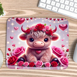 Alfombrilla De Ratón Cute Hearts Highland Cow Valentines
