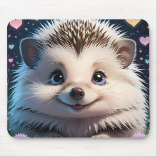 Alfombrilla De Ratón Cute Hedgehog con grandes ojos azules