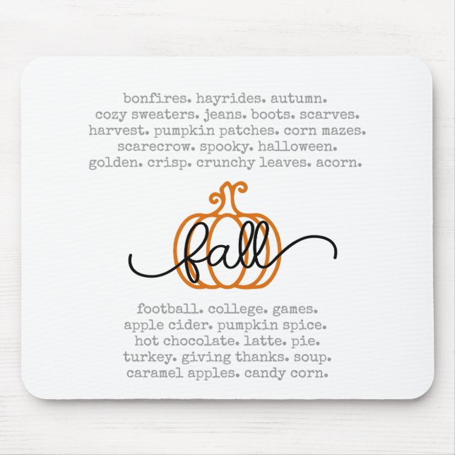 Alfombrilla De Ratón Cute Hello Fall Definition Wormpkin Autumn (Frente)