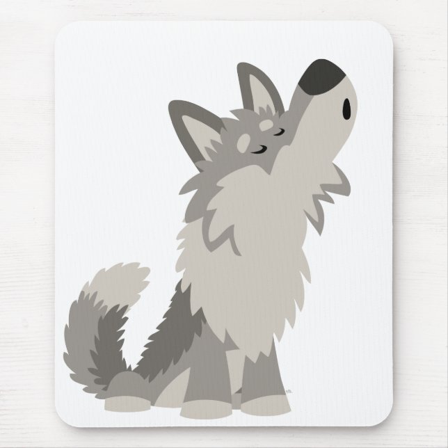 Alfombrilla De Ratón Cute Howling Cartoon Wolf Mousepad (Frente)