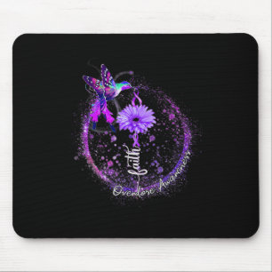 Alfombrilla De Ratón Cute Hummingbird Holding Purple Ribbon Sobredosis