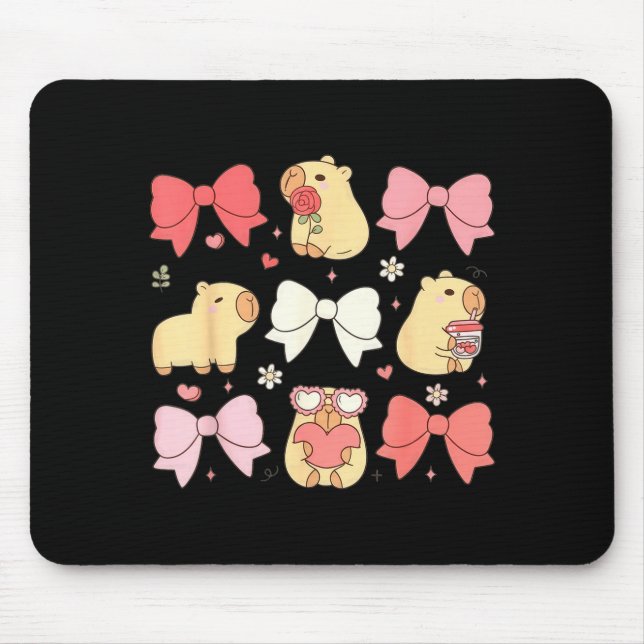 Alfombrilla De Ratón Cute Kawaii Animals And Nk Coquette Bows Aesthetic (Frente)