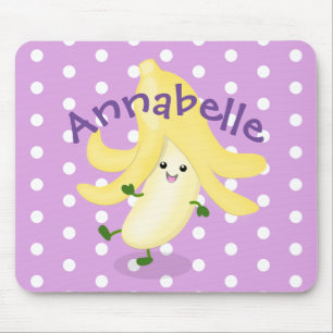 Alfombrilla De Ratón Cute kawaii banana personalizado púrpura ilustraci