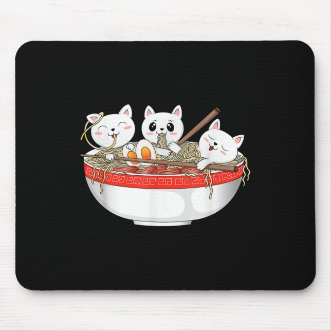 Alfombrilla De Ratón Cute Kawaii Gatos Ramen Noodles Anime Gato Japonés (Frente)