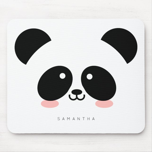Alfombrilla De Ratón Cute Kawaii Panda| Agregar su nombre (Frente)