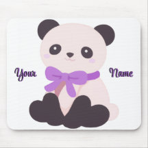 Cute Kawaii Panda Sentado con Lazo Morado Personal